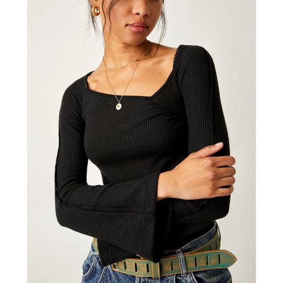 FREE PEOPLE On A Cloud Bodysuit / Black - Picture 2 of 11